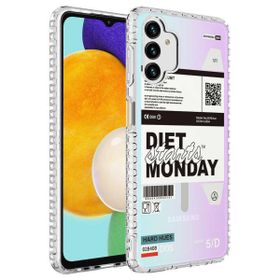Smcase Samsung Galaxy A13 4G Desenli Elegans Serisi Silikon Siyah Cep Telefonu Kılıfı