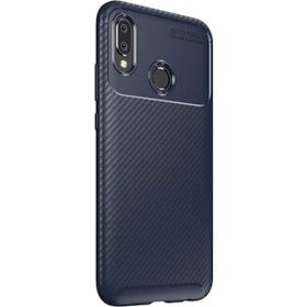Smcase Samsung Galaxy A20 Negro Karbon Silikon Tam Kapatan Cam Lacivert Cep Telefonu Kılıfı
