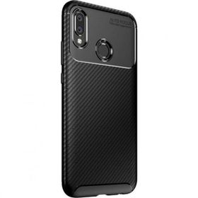 Smcase Samsung Galaxy A20 Negro Karbon Silikon Tam Kapatan Cam Lacivert Cep Telefonu Kılıfı