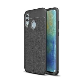 Smcase Samsung Galaxy A20S Deri Dokulu Silikon Siyah Cep Telefonu Kılıfı