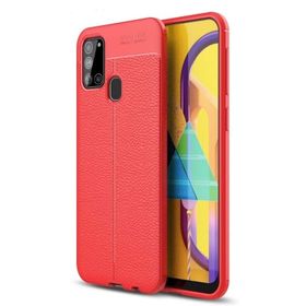 Smcase Samsung Galaxy A21S Deri Dokulu Silikon Lacivert Cep Telefonu Kılıfı