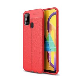 Smcase Samsung Galaxy A21S Deri Dokulu Silikon Lacivert Cep Telefonu Kılıfı