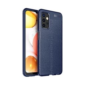 Smcase Samsung Galaxy A23 Deri Dokulu Niss Silikon Nano Lacivert Cep Telefonu Kılıfı
