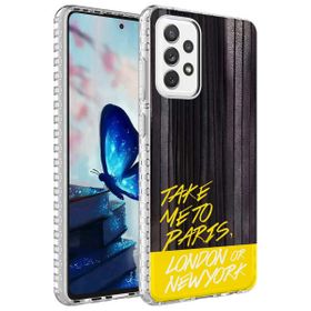 Smcase Samsung Galaxy A23 Desenli Elegans Serisi Silikon Siyah Cep Telefonu Kılıfı