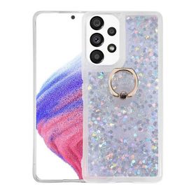 Smcase Samsung Galaxy A23 Milce Yüzüklü Sulu Silikon Gümüş Cep Telefonu Kılıfı