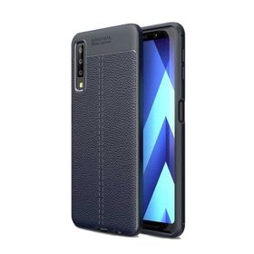 Smcase Samsung Galaxy A30S Deri Dokulu Silikon Siyah Cep Telefonu Kılıfı