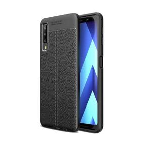 Smcase Samsung Galaxy A30S Deri Dokulu Silikon Siyah Cep Telefonu Kılıfı