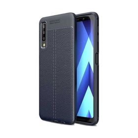 Smcase Samsung Galaxy A30S Deri Dokulu Silikon Siyah Cep Telefonu Kılıfı
