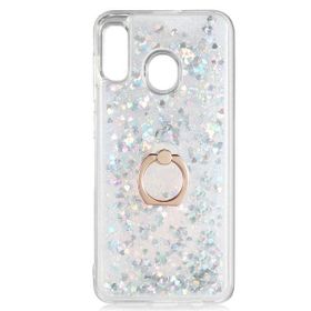 Smcase Samsung Galaxy A30S Milce Sulu Yüzüklü Arka Kapak Beyaz Silikon Cep Telefonu Kılıf