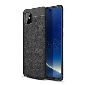 Smcase Samsung Galaxy A81 Deri Dokulu Silikon Nano Siyah Cep Telefonu Kılıfı