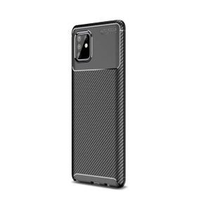 Smcase Samsung Galaxy A91 Negro Karbon Dokulu Silikon Nano Siyah Cep Telefonu Kılıfı