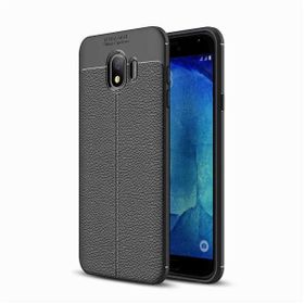 Smcase Samsung Galaxy J4 Deri Dokulu Silikon Nano Siyah Cep Telefonu Kılıfı