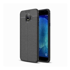 Smcase Samsung Galaxy J4 Deri Dokulu Silikon Nano Siyah Cep Telefonu Kılıfı