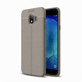 Smcase Samsung Galaxy J4 Deri Dokulu Silikon Nano Siyah Cep Telefonu Kılıfı
