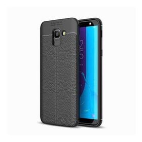 Smcase Samsung Galaxy J6 Deri Dokulu Silikon Nano Gri Cep Telefonu Kılıfı
