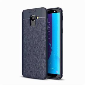 Smcase Samsung Galaxy J6 Deri Dokulu Silikon Nano Gri Cep Telefonu Kılıfı