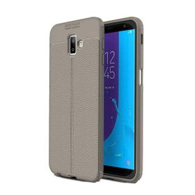 Smcase Samsung Galaxy J6 Plus Deri Dokulu Silikon Nano Siyah Cep Telefonu Kılıfı