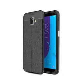Smcase Samsung Galaxy J6 Plus Deri Dokulu Silikon Nano Siyah Cep Telefonu Kılıfı