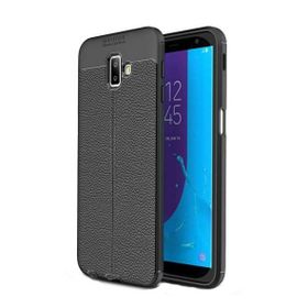 Smcase Samsung Galaxy J6 Plus Deri Dokulu Silikon Nano Siyah Cep Telefonu Kılıfı