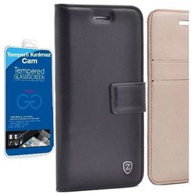 Smcase Samsung Galaxy J7 2016 Lüx Cüzdan Cam Siyah Cep Telefonu Kılıfı
