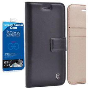 Smcase Samsung Galaxy J7 2016 Lüx Cüzdan Cam Siyah Cep Telefonu Kılıfı