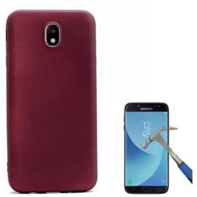 Smcase Samsung Galaxy J7 Pro Lüks Silikon Cam Kırmızı Cep Telefonu Kılıfı