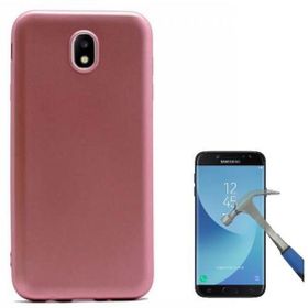 Smcase Samsung Galaxy J7 Pro Lüks Silikon Cam Kırmızı Cep Telefonu Kılıfı