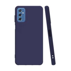 Smcase Samsung Galaxy M52 5G Mat Biye Silikon Tam Kapatan Lacivert Cep Telefonu Kılıfı