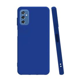 Smcase Samsung Galaxy M52 5G Mat Biye Silikon Tam Kapatan Lacivert Cep Telefonu Kılıfı