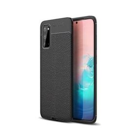 Smcase Samsung Galaxy S20 Deri Dokulu Silikon Tam Kapatan Siyah Cep Telefonu Kılıfı