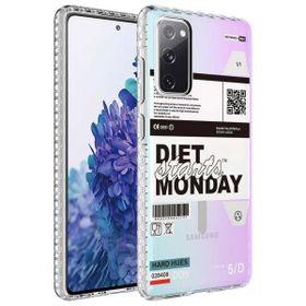 Smcase Samsung Galaxy S20 FE Desenli Elegans Serisi Silikon Beyaz Cep Telefonu Kılıfı
