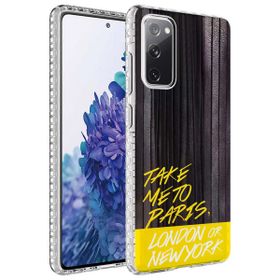 Smcase Samsung Galaxy S20 FE Desenli Elegans Serisi Silikon Beyaz Cep Telefonu Kılıfı