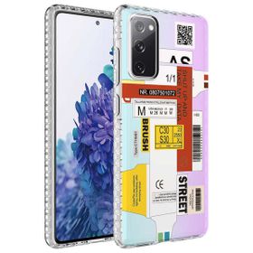 Smcase Samsung Galaxy S20 FE Desenli Elegans Serisi Silikon Beyaz Cep Telefonu Kılıfı