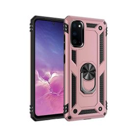 Smcase Samsung Galaxy S20 Vega Yüzüklü Standlı Tank Kapak Tam Kapatan Kırmızı Siyah Cep Telefonu Kılıfı