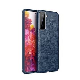 Smcase Samsung Galaxy S21 5G Deri Dokulu Niss Silikon Nano Lacivert Cep Telefonu Kılıfı