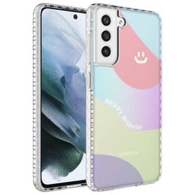 Smcase Samsung Galaxy S21 FE Desenli Elegans Serisi Silikon Beyaz Cep Telefonu Kılıfı
