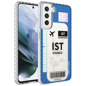 Smcase Samsung Galaxy S21 FE Desenli Elegans Serisi Silikon Beyaz Cep Telefonu Kılıfı