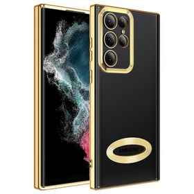 Smcase Samsung Galaxy S22 Ultra 5G Kamera Korumalı Omega Lazer Silikon Gold Cep Telefonu Kılıfı