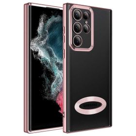 Smcase Samsung Galaxy S22 Ultra 5G Kamera Korumalı Omega Lazer Silikon Gold Cep Telefonu Kılıfı