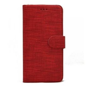 Smcase Samsung Galaxy S22 Ultra 5G Kumaş Standlı Kartlıklı Cüzdan Kırmızı Kılıf