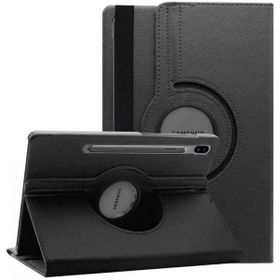 Smcase Samsung Galaxy Tab S7 Fe T730 360 Dönebilen Koruma Kapakli Standli DN2 Siyah Kılıf