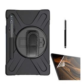 Smcase Samsung Galaxy Tab S7 Plus T970 Tablet Tank Koruma Defender Standli DF33 Nano Kalem Kılıf