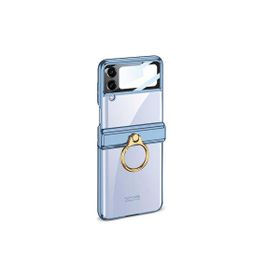 Smcase Samsung Galaxy Z Flip4 Kıpta Yüzüklü Lens Korumalı Lazer Kapak Siyah Cep Telefonu Kılıfı