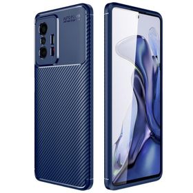 Smcase Xiaomi 11T Kamera Korumalı Karbon Dokulu Silikon Lacivert Cep Telefonu Kılıfı