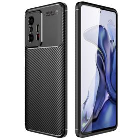 Smcase Xiaomi 11T Kamera Korumalı Karbon Dokulu Silikon Lacivert Cep Telefonu Kılıfı