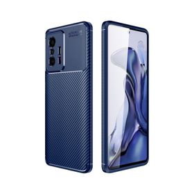 Smcase Xiaomi 11T Kamera Korumalı Karbon Dokulu Silikon Lacivert Cep Telefonu Kılıfı