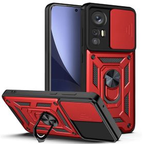 Smcase Xiaomi 12T Pro Kamera Korumalı Yüzüklü Tank Pars Silikon Siyah Cep Telefonu Kılıfı