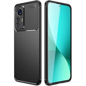 Smcase Xiaomi Mi 12 Lite Kamera Korumalı Negro Karbon Dokulu Silikon Siyah Cep Telefonu Kılıfı