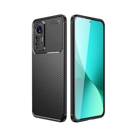 Smcase Xiaomi Mi 12 Lite Kamera Korumalı Negro Karbon Dokulu Silikon Siyah Cep Telefonu Kılıfı