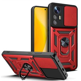 Smcase Xiaomi Mi 12 Lite Kamera Korumalı Yüzüklü Tank Pars Silikon Siyah Cep Telefonu Kılıfı